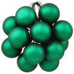 Гроздь из 12 стеклянных шаров на проволоке 2.5 см, зеленый матовый