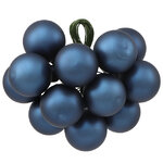 Гроздь из 12 стеклянных шаров на проволоке 2.5 см, синий бархат матовый