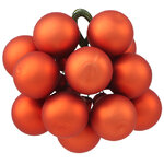 Гроздь из 12 стеклянных шаров на проволоке 2.5 см, оранжевый осенний матовый