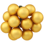 Гроздь из 12 стеклянных шаров на проволоке 2.5 см, насыщенно золотой матовый