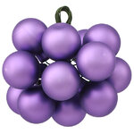 Гроздь из 12 стеклянных шаров на проволоке 2.5 см, пурпурный шелк матовый