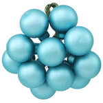 Гроздь из 12 стеклянных шаров на проволоке 2.5 см, арктический голубой матовый