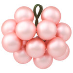 Гроздь из 12 стеклянных шаров на проволоке 2.5 см, жемчужно-розовый матовый