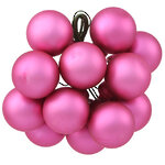 Гроздь из 12 стеклянных шаров на проволоке 2.5 см, розовая азалия матовая