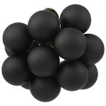 Гроздь из 12 стеклянных шаров на проволоке 2.5 см, черный матовый