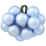 Гроздь из 12 стеклянных шаров на проволоке 2.5 см, нежно-голубой матовый