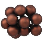 Гроздь из 12 стеклянных шаров на проволоке 2.5 см, темный шоколад матовый