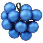 Гроздь из 12 стеклянных шаров на проволоке 2.5 см, синий королевский матовый