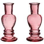 Стеклянная ваза-подсвечник Stefano 11 см розовая, 2 шт