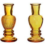 Стеклянная ваза-подсвечник Stefano 11 см охровая, 2 шт