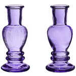 Стеклянная ваза-подсвечник Stefano 11 см фиолетовая, 2 шт