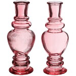 Стеклянная ваза-подсвечник Stefano 16 см розовая, 2 шт