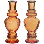 Стеклянная ваза-подсвечник Stefano 16 см янтарная, 2 шт