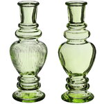 Стеклянная ваза-подсвечник Stefano 16 см зеленая, 2 шт
