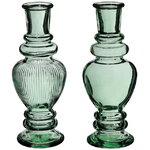 Стеклянная ваза-подсвечник Stefano 16 см темно-зеленая, 2 шт