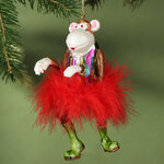 Стеклянная елочная игрушка Мартышка Мэгги - Гламурная Кокетка 15 см, подвеска