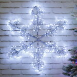 Светодиодная снежинка Lausanne Silver 78 см, 336 холодных белых LED лампы с мерцанием, IP44