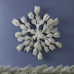 Хвойная Снежинка Аврора 36 см заснеженная с блестками, ЛИТАЯ 100%