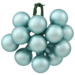 Гроздь стеклянных шаров на проволоке 2 см арктический голубой матовый, 12 шт