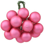 Гроздь стеклянных шаров на проволоке 2 см розовая азалия матовый, 12 шт