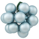 Гроздь стеклянных шаров на проволоке 2.5 см misty blue матовый, 12 шт