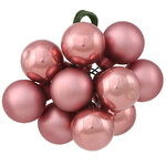 Гроздь стеклянных шаров на проволоке 2 см розовый бархат mix, 10 шт