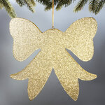 Украшение для уличной елки Бантик Ажурный с блестками 30 см золотой, пеноплекс
