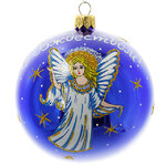 Стеклянный елочный шар Ангел Рождества 9 см синий