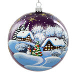 Стеклянный елочный шар Зимний Вечер 11 см фиолетовый