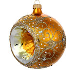 Стеклянный елочный шар Топаз 11 см золотой