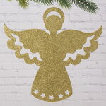 Игрушка для уличной елки Ангел Рождественский 25 см золотой, дерево