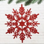 Игрушка для уличной елки Снежинка - Морозный Узор 30 см красная, дерево