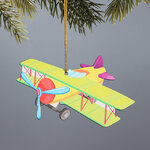 Деревянная елочная игрушка Самолет - Краски детства 10 см